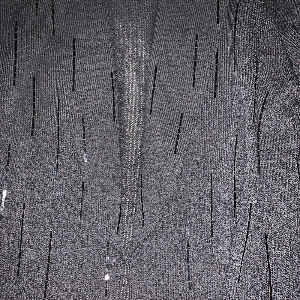Fabulous Long Black Sequined Knit St. John Evening Jacket sz. 10